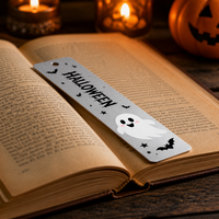 Marque-page fantôme d'Halloween personnalisé en alliage de zinc brossé, imprimé UV, directement de l'usine, idéal pour les librairies en période de fêtes d'octobre
