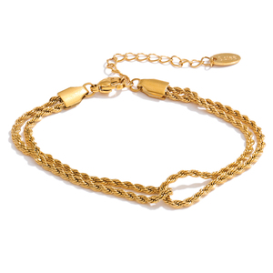 JINYOU 5155 Bracciale a Catena in Acciaio Inossidabile Placcato <span class=keywords><strong>Oro</strong></span> con Design Intrecciato per Gioielli Personalizzati alla Moda - Product Image 1