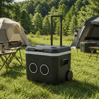 Glacière isotherme portable 52L avec poignée et haut-parleur pour camping, pêche, pique-nique, plage