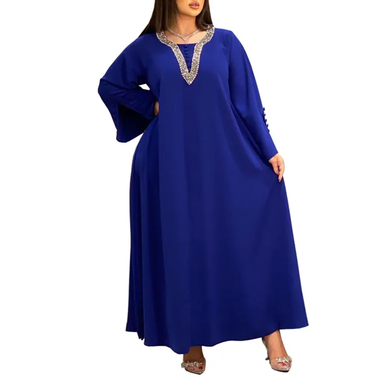 Hot selling middle east style handmade rhinestone dress for muslim ladies new fashion 2023