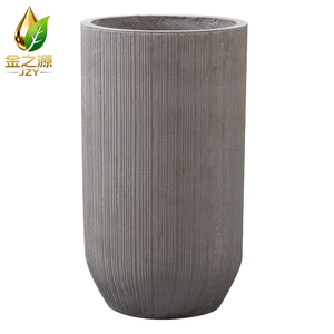 <span class=keywords><strong>Maceta</strong></span> Alta <span class=keywords><strong>Redonda</strong></span> de Cemento con Grano Vertical para Interiores y Exteriores, <span class=keywords><strong>Maceta</strong></span> de Magnesio para Paisajismo - Product Image 1