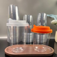 Cangkir Plastik PET PP Bentuk U Sekali Pakai Custom 16oz 500ml untuk Jus Buah dengan Tutup dan Sedotan, Harga Pabrik, Tersedia