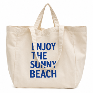 Sac fourre-tout en toile personnalisé, grande capacité, blanc, tendance, avec logo imprimé, version coréenne du style japonais. - Product Image 1