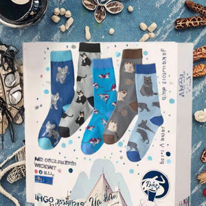 Chaussettes en coton tendance et amusantes pour adultes, motif chat, chien, animal fantaisie, respirantes, tricotées pour la saison printanière - Product Image 2
