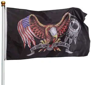 Günstige Lager 100% Polyester 3 * 5ft Pow Mia Eagle Flagge mit zwei Ösen