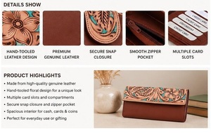 Portefeuille élégant pour femme en cuir véritable de luxe, best-seller, avec fermeture éclair, pour femmes modernes, au meilleur prix - Product Image 4
