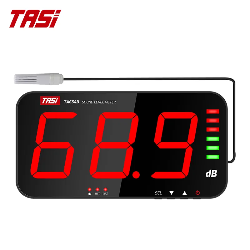 TASI TA654B Noise Meter With External Sensor Large LCD Wall Mounted Sound Level Meter USB