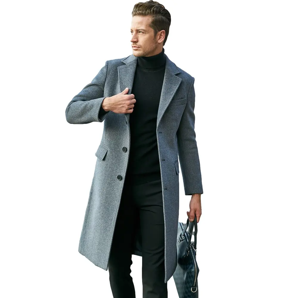 warm winter men's fashion slim luxury business gentleman Pea Coat Male Trench Overcoat woolen men's coat