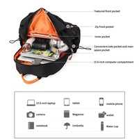 Sac à dos d'étudiant du secondaire, sac à dos d'école, simple, décontracté, grand, multifonctionnel, noir, en nylon, avec port USB