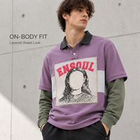 Maßgeschneidertes Farbblock-Applikations-Grafik-Streifen-T-Shirt 100% Baumwolle Streetwear Vintage Übergroßes Doppellagiges Langarm-T-Shirt