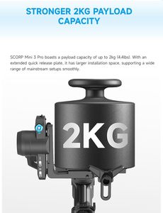<span class=keywords><strong>FeiyuTech</strong></span> SCORP Mini-3-Pro 3-Axis Gimbal Estabilizador para 18m AI Tracking Mango remoto desmontable 4.4lbs Carga útil Gimbal - Product Image 4