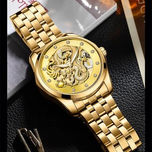 Explosions zodiaque Dragon doré mode atmosphérique lumineux analogique métal automatique <span class=keywords><strong>montre</strong></span> mécanique hommes 821 - Product Image 4