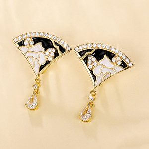 Orecchini Pendenti con Conchiglia Floreale Smaltata, Gioielli Eleganti e alla Moda per Donne, per Feste e Uso Quotidiano, Stile Moderno - Product Image 2