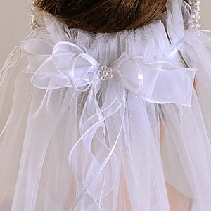 Velo de Novia Blanco Elegante y Sencillo de Tul de Alta Calidad F7316, Corona para Niña, Accesorios para <span class=keywords><strong>Primera</strong></span> Comunión - Product Image 6