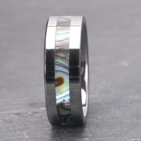 Vente chaude Naturel Shell Incrustation De Tungstène Anneaux 8mm Femmes Hommes Argent Bande De Mariage De Mode En Carbure De Tungstène Anneau