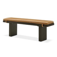 Chaise de salle à manger rembourrée française moderne italienne minimaliste en chêne noir et long tabouret de banc pour le salon et la salle à manger