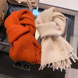 New Style 100% Pure <b>Wool</b> <b>Scarf</b> From Australia Women's Winter Warm Short <b>Scarf</b> with Tassel YHK0037 - Product Image 1