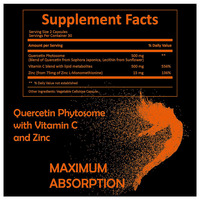 Capsules de quercétine Odm Oem avec vitamine C et zinc 20X biodisponibilité supérieure pour la défense immunitaire et le bien-être cardiovasculaire