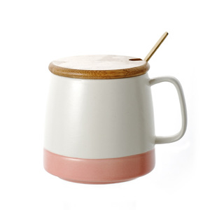 H.GravurePrint <b>Ceramic</b> <b>Mug</b> With Lid And Spoon Three Piece Set Matte Milk Glaze Solid Color Coffee Cup For Couple - Product Image 3