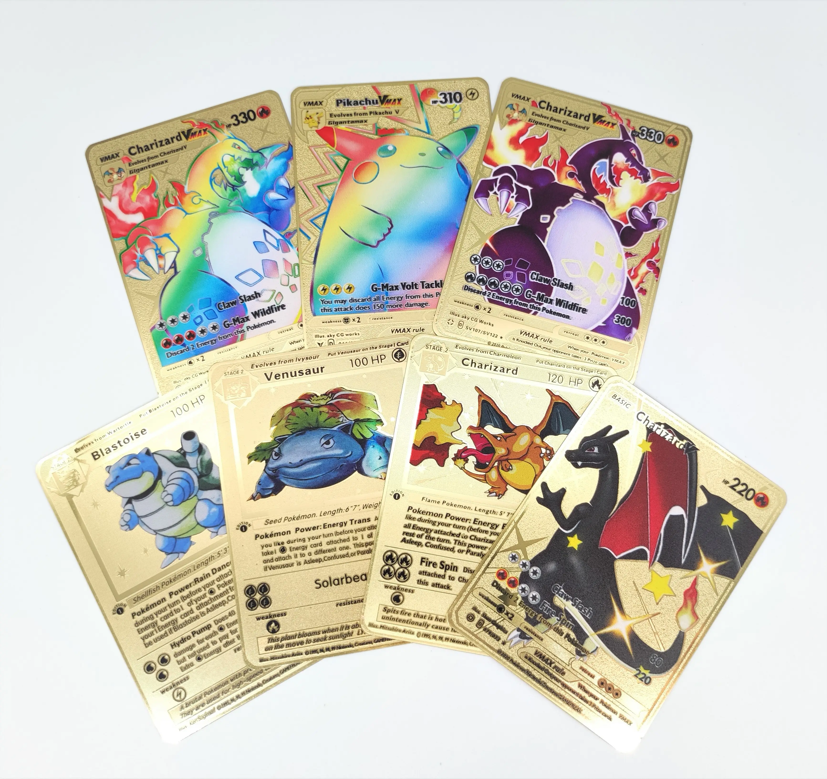 Charizard-Juego de cartas de Pikachu Vmax GX dorado, cartas nuevas de Metal personalizadas, juego de cartas m0n Poke, envío rápido