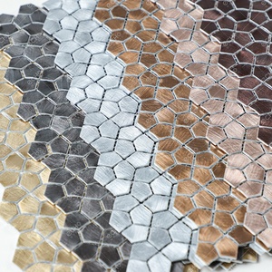 Factory Customized Multi-level Pentagon Gravity Aluminium Silver Metal <b>Mosaic</b> Tile for Home Decor - Product Image 5
