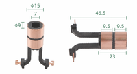Support de balais de charbons pour anneau collecteur (dimensions : 15*7*9 / 46.5*9.5*23x 2 anneaux), pour assemblages de collecteurs à anneaux.