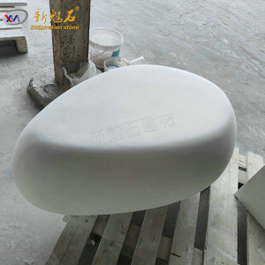 Nuevos Materiales de Construcción de Piedra, Banco Hueco de Hormigón GFRC, Forma de Huevo de Ganso, Gris, para Uso en Interiores y Exteriores, Parques - Product Image 1