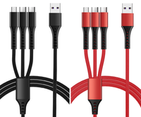 Câble de charge USB Type-C tressé en nylon 3-en-1 de 1,25 m à prix de gros, charge rapide 5A et transfert de données pour iPhone et Samsung, en alliage d'aluminium