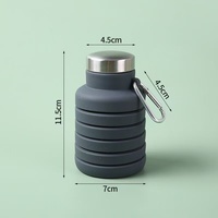 Bouteilles d'eau pliables en silicone de 500 ml, anti-fuite, réutilisables, sans BPA, avec mousqueton pour la salle de sport