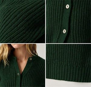 Cárdigan de Punto Acanalado Grueso para Mujer, OEM ODM Personalizado, 100% Algodón, Cuello Redondo, Abotonado, Informal, para Uso Diario - Product Image 3