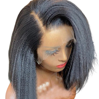 Perruques Bob Lace Front Transparentes Kinky Straight Pré-Pluckées 100% Cheveux Humains Noir Naturel Plusieurs Longueurs Disponibles
