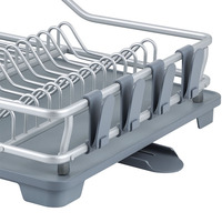 Étagère à vaisselle moderne à double niveau en aluminium anodisé argenté, résistante à la rouille, pour comptoir de cuisine, prix de gros