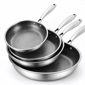 Padella Wok Antiaderente dal Design Moderno all'Ingrosso in Acciaio Inox a Nido d'Ape Compatibile con Piani a Induzione - Product Image 1