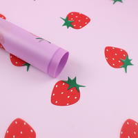 Papier d'emballage floral personnalisé imperméable à l'eau avec motif de fraises sucrées pour bouquet de fleurs, emballage cadeau