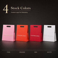 Sac en papier pliable avec poignée découpée, emballage plat, sac de shopping portable, sac cadeau avec logo personnalisé pour l'emballage de détail