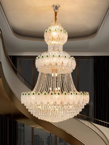 <span class=keywords><strong>Grand</strong></span> lustre en cristal haut de gamme de luxe pour le salon plafond en verre Villa duplex maison auto-construite lumière de luxe à mi-étage - Product Image 2