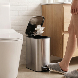 <span class=keywords><strong>Cubo</strong></span> de <span class=keywords><strong>Basura</strong></span> para Baño con Tapa, de Acero Inoxidable, Rectangular, con Pedal, para Espacios Estrechos de Oficina - Product Image 1