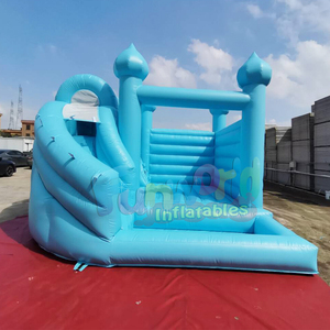 Pastel blue <b>inflatable</b> bounce house slide bouncy castle outdoor combo jumping bouncer castillo hinchable - Product Image 2