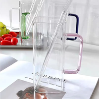 Tasse à thé carrée en verre borosilicate haute résistance, réutilisable, alimentaire, avec poignée, style chinois, design minimaliste, logo personnalisé