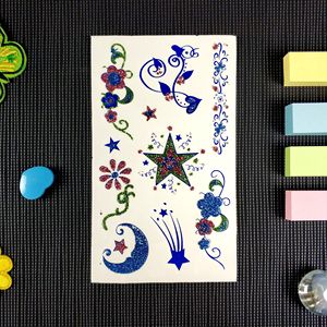 Adesivi per Tatuaggi Temporanei a Forma di Farfalla Glitterata, Impermeabili, con Disegni di Fiori, Cuori e <span class=keywords><strong>Stelle</strong></span> per Donne, Decorazioni per Feste - Product Image 3