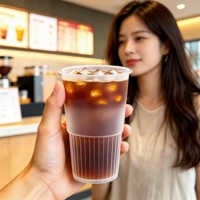 Gobelets en plastique jetables transparents personnalisés de 24 oz et 32 oz avec couvercles de 90 mm de diamètre pour boissons, thé au lait à bulles Boba