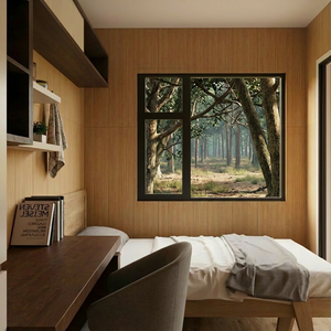 Casa Contenedor con Revestimiento de Madera y Grandes Ventanales Cabaña Modular Prefabricada para Vida al Aire Libre - Product Image 5