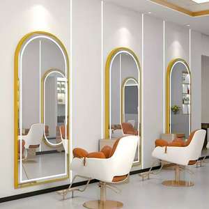 Nuevo espejo de pared de acero inoxidable con borde multicolor de un solo lado para peluquería, con LED, para dormitorio, hotel, estilo moderno, de madera. - Product Image 3