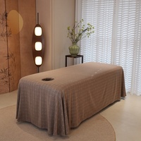 Housse de lit marron sur mesure pour salon de beauté, ensemble de literie, jupe de lit, housse de couette pour massage et spa