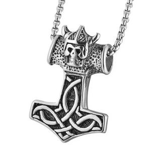 Collares y Colgantes de Martillo, Amuletos con Diseño de Fantasma, Joyería Hip Hop Punk, Accesorios de Calavera Vikinga de Acero Inoxidable - Product Image 1
