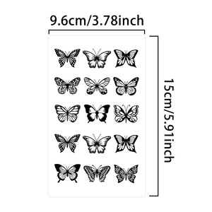 1 Juego de 5 Piezas de Tatuajes Temporales Adhesivos de Papel con Patrones Pequeños, Hermosos y Artísticos de Mariposas, Tatuajes Impermeables para Cara, Brazo, Cuerpo y <span class=keywords><strong>Pierna</strong></span> - Product Image 3