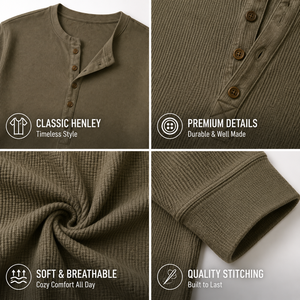 Camiseta <strong>Henley</strong> <strong>Tops</strong> for <strong>Men</strong> Long Sleeve Ribbed Cotton Button Neck Casual Slim Fit Vintage Shirt Wholesale OEM Factory Supplier - Product Image 2