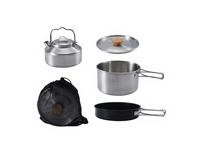 Ensemble de cuisine de camping pliable portable en acier inoxydable 304, casserole et faitout avec surface antiadhésive, capacité 3-4L