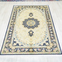 Tapis persan antique en soie 152x244cm, fait main, design turc, tapis de prière islamique, fabriqué en Chine, motif floral, résistant aux taches, antidérapant