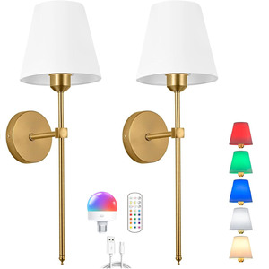 Remote RGB Rechargeable Wall Lamp E26 E27 Rechargeable Bulb <strong>Indoor</strong> Decoration Lighting Fabric <strong>Battery</strong> Powered Beside <strong>Light</strong> - Product Image 3